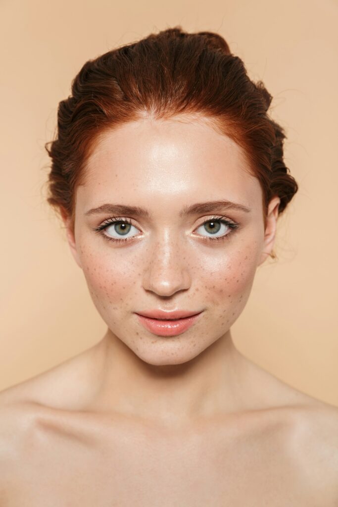 Woman with natural, healthy-looking skin